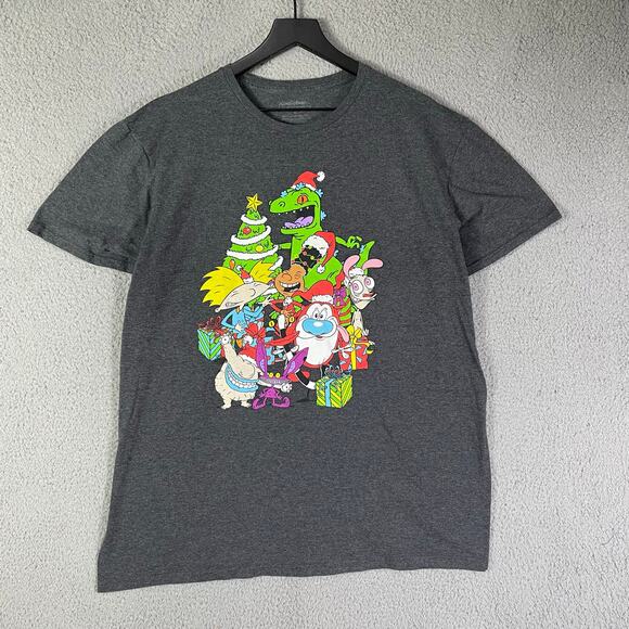 Nickelodeon XL Christmas Tee Reptar Hey Arnold Ren Stimpy Rocko - Picture 6 of 6